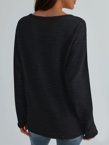 AUTOMET Women's Long Sleeve Oversized Tshirts V Neck 2024 Cotton Sweater Tops Lightweight Business Casual Basic Tees in Saudi Arabia