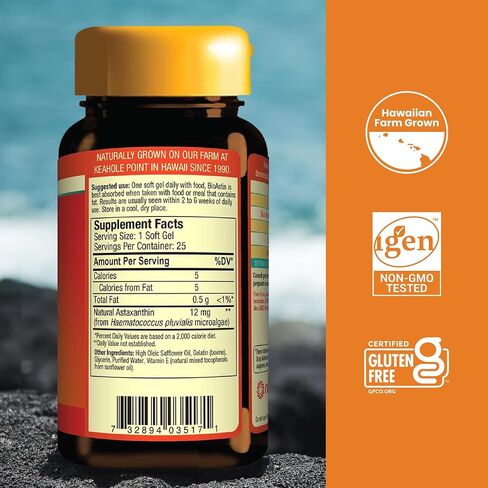 Nutrex Hawaii, BioAstin Hawaiian Astaxanthin 12 مجم، يعزز المناعة ويدعم صحة العين والجلد والمفاصل، 50 قطعة in Kuwait