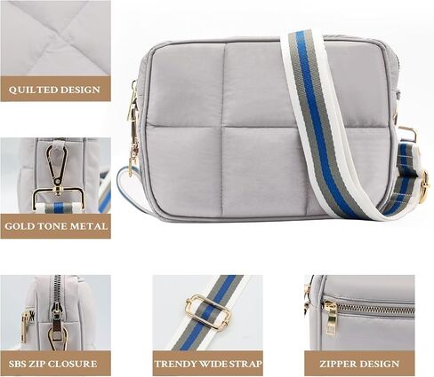 NAARIIAN Quilted Crossbody Bag for Women Puffer shoulder bag Guitar strap padded handbag designer trendy dupes soft purse in Saudi Arabia