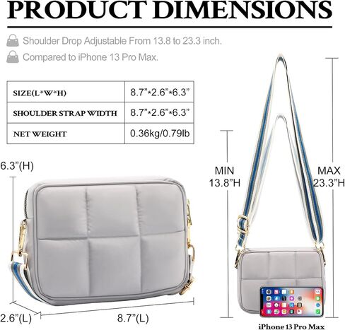 NAARIIAN Quilted Crossbody Bag for Women Puffer shoulder bag Guitar strap padded handbag designer trendy dupes soft purse in Saudi Arabia