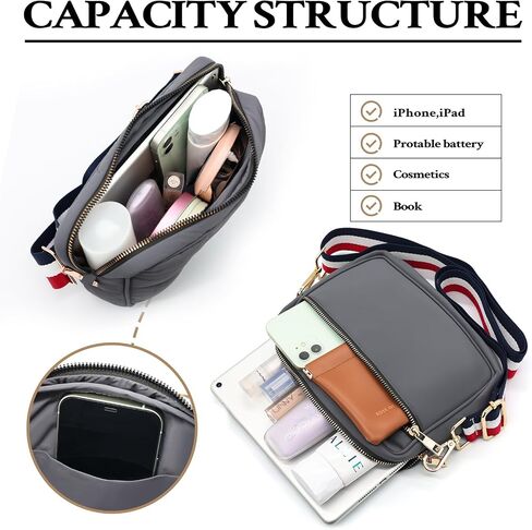 NAARIIAN Quilted Crossbody Bag for Women Puffer shoulder bag Guitar strap padded handbag designer trendy dupes soft purse in Saudi Arabia