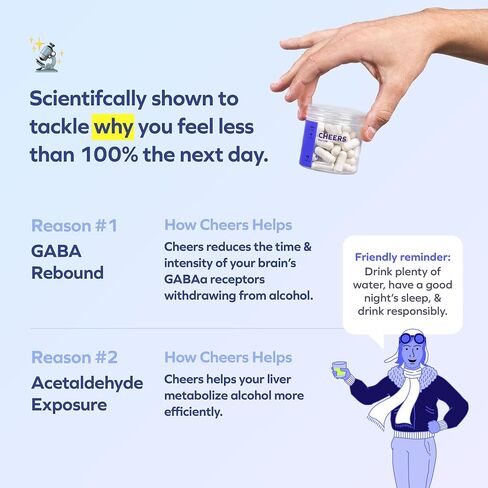 Cheers Restore | Supplement with DHM + L-Cysteine | Feel Better After Drinking & Support Your Liver | 12 Doses | Dihydromyricetin, Cysteine, Prickly Pear, B-Vitamins, Ginger in Kuwait