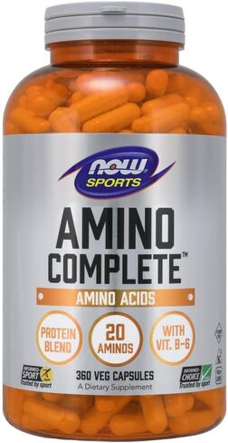 NOW Sports Nutrition, Amino Complete™، مزيج البروتين مع 21 أمينو وB-6، 120 كبسولة نباتية in Kuwait