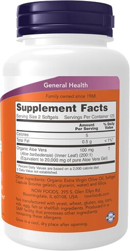 NOW Supplements, Aloe Vera (Aloe barbadensis) 10,000 mg, Supports Digestive Health*, 250 Softgels in Saudi Arabia