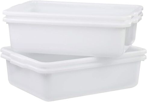 4-Pack 13 Liter Commercial Bus Tubs, White Plastic Wash Basin Bus Tote in Saudi Arabia