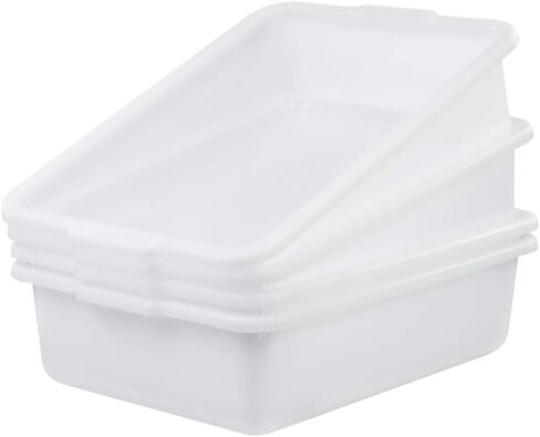 4-Pack 13 Liter Commercial Bus Tubs, White Plastic Wash Basin Bus Tote in Saudi Arabia