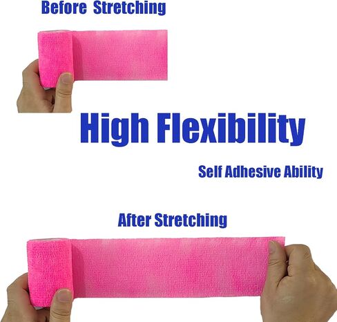 6 Pack 1 Inches Cohesive Bandage Self Adhesive Wrap Elastic Self Adherent Vet Wrap Breathable Self Stick Tape for Wrist, Ankle, Sports, Tatoo Wrap(5 Yards, Black) in Kuwait