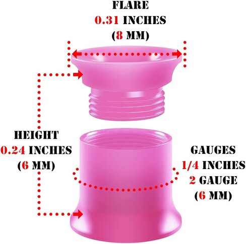 Pair of Acrylic Pink Double Flared Piercing Jewelry Ear Tunnel Earring Lobe Stretcher in Saudi Arabia