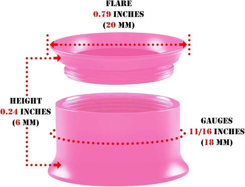 Pair of Acrylic Pink Double Flared Piercing Jewelry Ear Tunnel Earring Lobe Stretcher in Saudi Arabia