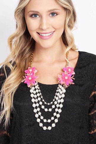 RIAH FASHION Acrylic Faux Pearl Statement Necklace - Bridal Wedding Drape Long Wrap Multi Layer Simple Necklace Braided, Twisted, Bib, Hammock, Layering in Saudi Arabia