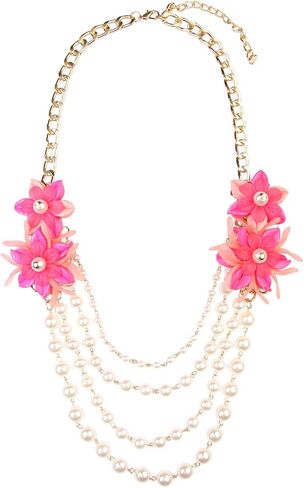 RIAH FASHION Acrylic Faux Pearl Statement Necklace - Bridal Wedding Drape Long Wrap Multi Layer Simple Necklace Braided, Twisted, Bib, Hammock, Layering in Saudi Arabia
