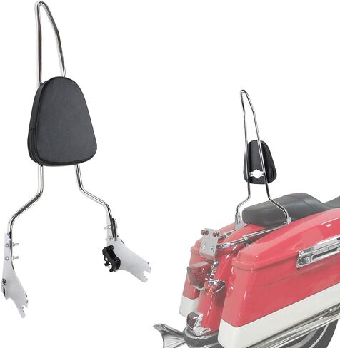 Detachable Chrome Rear Passenger Seat Backrest Sissy Bar W/Back Rest Cushion Pad Compatible With For Touring Road King Street Glide Electra Glide Road Glide FLHR FLHX FLHT FLTR 1997-2008 in Saudi Arabia