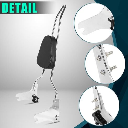 Detachable Chrome Rear Passenger Seat Backrest Sissy Bar W/Back Rest Cushion Pad Compatible With For Touring Road King Street Glide Electra Glide Road Glide FLHR FLHX FLHT FLTR 1997-2008 in Saudi Arabia