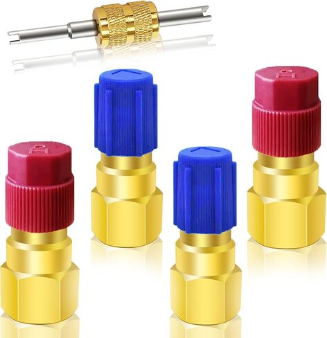 R12 to R134a Conversion Kit, 1Pair R12 to R134a Retrofit Adapters, R12 to R134A AC Retrofit Fitting Kit, R12 to R134a Convert Adapter, for Converting R12 R22 Service Port to R134a Service Port in Saudi Arabia