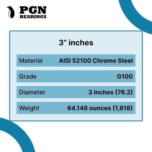 PGN - 3" Inch Chrome Steel Bearing Balls - G100 Precision in Saudi Arabia