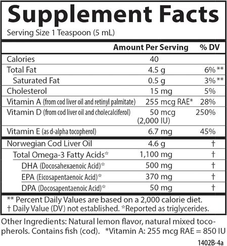 Carlson - Super D Omega-3، زيت كبد سمك القد النرويجي القطبي الشمالي، 2000 وحدة دولية (50 ميكروجرام) فيتامين د3، 1100 مجم أوميجا 3، سائل زيت السمك الشمالي من مصادر مستدامة، ليمون، 250 مل in Kuwait
