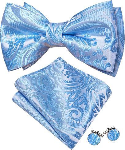 Barry.Wang Bow Ties for Men Solid Color Plaid Pre-tie Tuxedo Bowtie Set with Handkerchief Cufflinks Wedding Party in Saudi Arabia