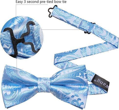 Barry.Wang Bow Ties for Men Solid Color Plaid Pre-tie Tuxedo Bowtie Set with Handkerchief Cufflinks Wedding Party in Saudi Arabia