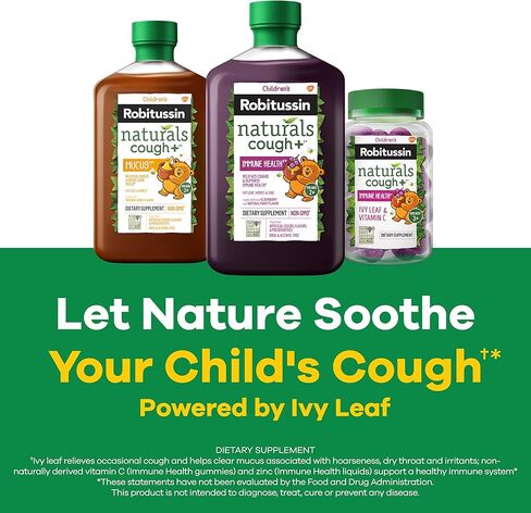 Robitussin Children's Naturals Cough Plus Immune Health Dietary Supplement for Occasional Cough Relief - 8.3 Oz in Kuwait