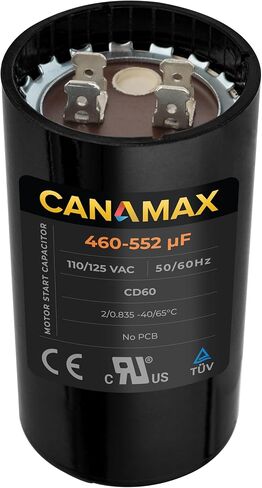 Canamax 708-850 MFD uf 50/60 هرتز 110-125 فولت تيار متردد مكثف بدء مستدير - بديل لتشغيل محرك التيار المتردد أو تشغيل المروحة ومكيف الهواء البارد أو الحراري - يستبدل 11028 11928 PMJ708 PMJ708A in Kuwait