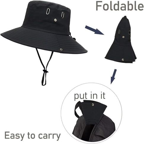 Bucket-Hats Sun-Protection Wide-Brim for Men - Beach-Sun-Hat Lightweight with Square-Shaped Metal Vents for Fishing,Travel in Saudi Arabia