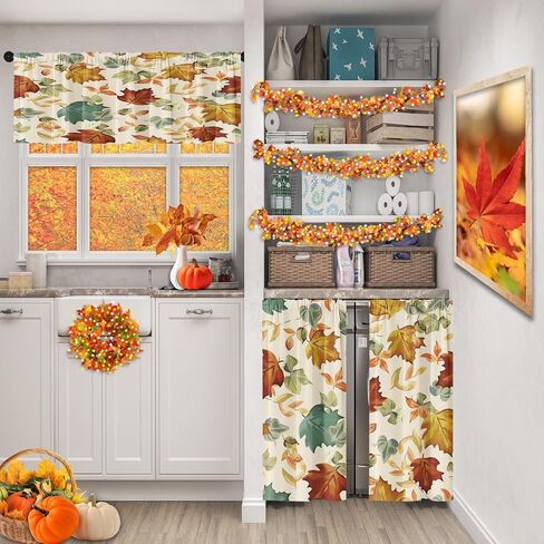 Halloween Castle Kitchen Curtains Skeleton Skull Window Curtains Valance and Tier Set 36 Inch, Funny Gothic Tree Rod Pocket Short Tier Curtain for Room, Horror Spooky Small Cafe Kitchen Decor in Saudi Arabia