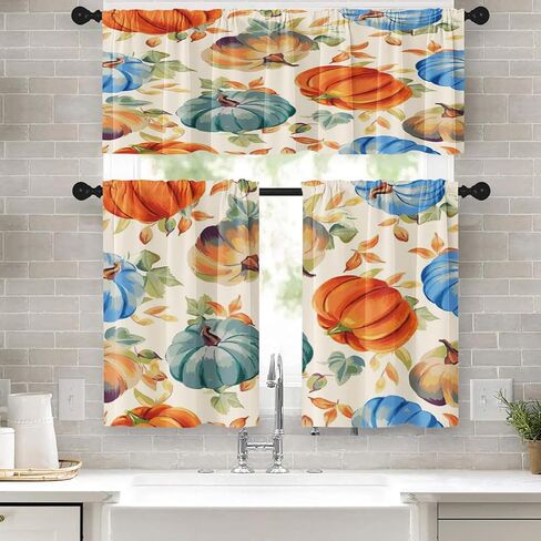 هالوين قلعة المطبخ ستائر الهيكل العظمي الجمجمة نافذة الستائر الستارة والطبقة مجموعة 36 بوصة، مضحك شجرة القوطية قضيب جيب قصيرة الطبقة الستار للغرفة، الرعب مخيف مقهى صغير ديكور المطبخ in Kuwait