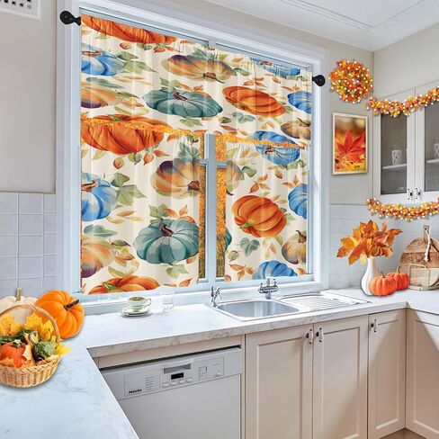 هالوين قلعة المطبخ ستائر الهيكل العظمي الجمجمة نافذة الستائر الستارة والطبقة مجموعة 36 بوصة، مضحك شجرة القوطية قضيب جيب قصيرة الطبقة الستار للغرفة، الرعب مخيف مقهى صغير ديكور المطبخ in Kuwait