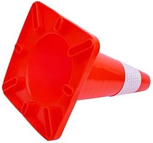 [ 12 Pack ] 18" Traffic Cones PVC Safety Road Parking Cones Weighted Hazard Cones Construction Cones for Traffic Fluorescent Orange w/4" Reflective Strips Collar in Saudi Arabia
