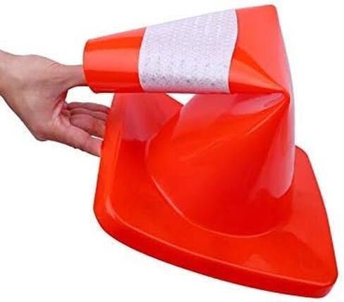 [ 12 Pack ] 18" Traffic Cones PVC Safety Road Parking Cones Weighted Hazard Cones Construction Cones for Traffic Fluorescent Orange w/4" Reflective Strips Collar in Saudi Arabia