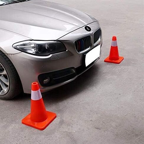[ 12 Pack ] 18" Traffic Cones PVC Safety Road Parking Cones Weighted Hazard Cones Construction Cones for Traffic Fluorescent Orange w/4" Reflective Strips Collar in Saudi Arabia