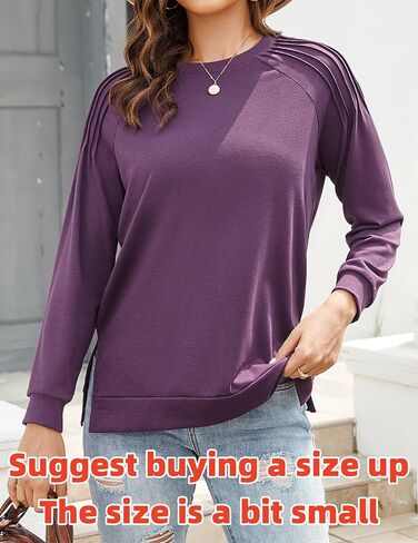 Zeagoo Womens Crewneck Sweatshirt Long Sleeve Tunic Tops Dressy Casual Fall 2024 Fashion Trendy Pleated Shirts Loose Fit in Saudi Arabia