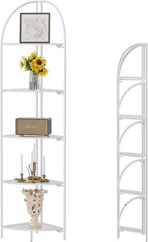 Foldable Corner Display Rack Multipurpose Shelving Unit, Corner Plant Stand with Metal Frame and Transparent Tempered Glass, Corner Shelf Stand (Gold & Transparent Glass, 4 Tier) in Saudi Arabia