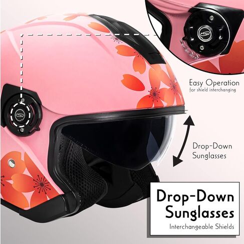 VCAN V88 3/4 Open Face Motorcycle Scooter Helmet ECE & DOT Approved in Kuwait