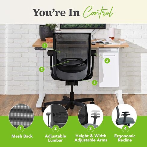 HON Convergence Ergonomic Office Chair Back Support Mesh Computer Chair - Home Office Desk Chairs with Adjustable Arms, Lumbar Support, Rolling Swivel Wheels, Comfortable Synchro-Tilt Recline - Navy in Saudi Arabia