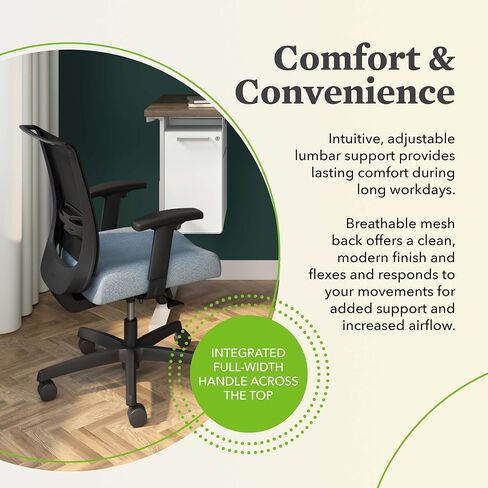 HON Convergence Ergonomic Office Chair Back Support Mesh Computer Chair - Home Office Desk Chairs with Adjustable Arms, Lumbar Support, Rolling Swivel Wheels, Comfortable Synchro-Tilt Recline - Navy in Saudi Arabia