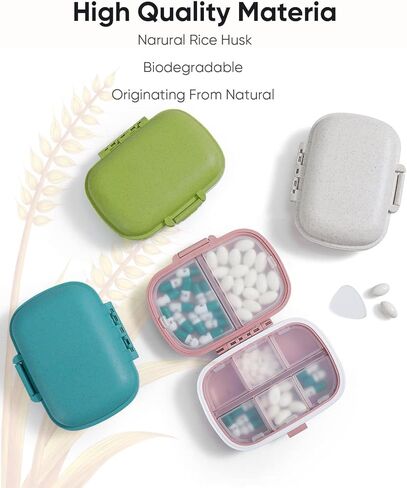 Holii 8 Compartments Travel Pill Organizer, Pocket Pharmacy for Purse Daily Pill Box Portable Medicine Organizer Vitamin Holder Container (Blue) in Kuwait