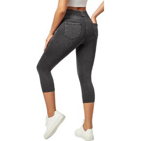 IUGA Pull On Capri Jeans for Women Stretchy Jean Capris High Waisted Cropped Jeggings Casual Denim Capri Pants with Pockets