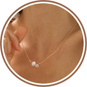 Pearl Necklaces for Women Birthday Gifts Gold and Pearl Necklace Simple Small Freshwater Pearl Choker Necklaces for Women Bridesmaid Gifts for Wedding Day