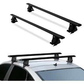 51" Universal Roof Rack Cross Bars Thick Aluminum Crossbars Roof Rack Adjustable Lockable Luggage Rack Bars Fits Most Vehicles Without Side Rails,330 lbs Load Capacity， Silver