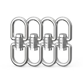 Double Eye Swivel, 304 Stainless Steel Eye to Eye Swivel Ring Dismounting Ring Connector Hardware Double Ended Swivel Hooks Carabiner Swivel Tree Swing Shackle Suspension Hammock Ring (M4-4PCS)