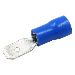 Baomain Blue Male Insulated Spade Wire Connector Electrical Crimp Terminal 0.187" (3/16") 16-14 AWG 4.8 x 0.5mm MDD2-187 (100PCS)