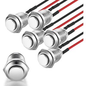 3 Pcs 12mm Prewired High Head Waterproof Push Button Latching 2A 12V/24V/125V/250V AC Self-Locking Stainless Steel Push Button On Off