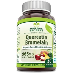 Herbal Secrets Quercetin 800 Mg with Bromelain 165 Mg Supplement | 60 Veggie Capsules | Non-GMO | Gluten-Free | Made in USA