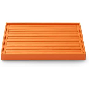 Luxury Leather Jewelry Tray Necklace Display Tray Jewelry Organizer Drawer Necklace Bracelet Holder Organizer Tray Stackable Jewelry Trays Necklace Bracelet Display Storage(Orange)