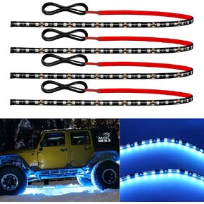 12V Led Light Strip Connectable 24Inch White Led Strip Lights for Car Golf Cart Motorcycle Boat Truck Cabinet Waterproof Led Light Strip,4Pack