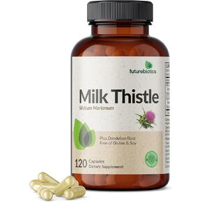 Futurebiotics Milk Thistle Silymarin Marianum & Dandelion Root Liver Health Support, Antioxidant Support, Detox, 120 Capsules