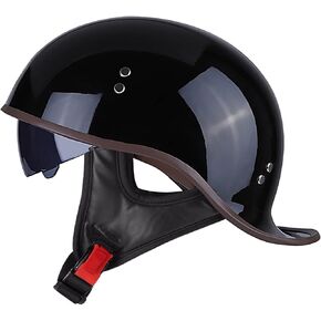 Motorcycle Retro Half Helmet DOT Approved Adult Men Women Vintage German Style Half Face Skull Cap Helmets for Scooter Moped Cruiser Chopper ATV Motorbike Baseball Cap with Visor Goggles