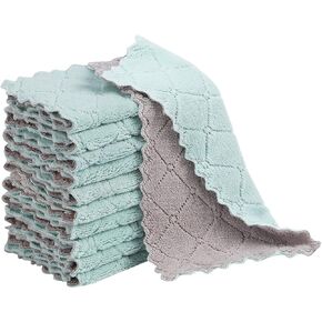 10 Pack Kitchen Dish Cloths Dish Towels,Super Absorbent Coral Fleece Cloth,Premium Dishcloths,Nonstick Oil Washable Fast Drying Dish Rags,Reusable Cloth forTable Chair Dish Glass