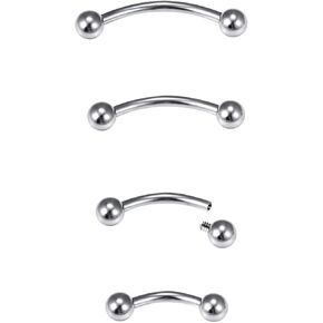 Dyknasz Internally Threaded Eyebrow Piercing Jewelry Titanium Curved Barbell Tiny Eyebrow Ring Vertical Labret Lip Jewelry Ear Rook Small Belly Button Ring for Women Men 16g 6mm/8mm/10mm/12mm